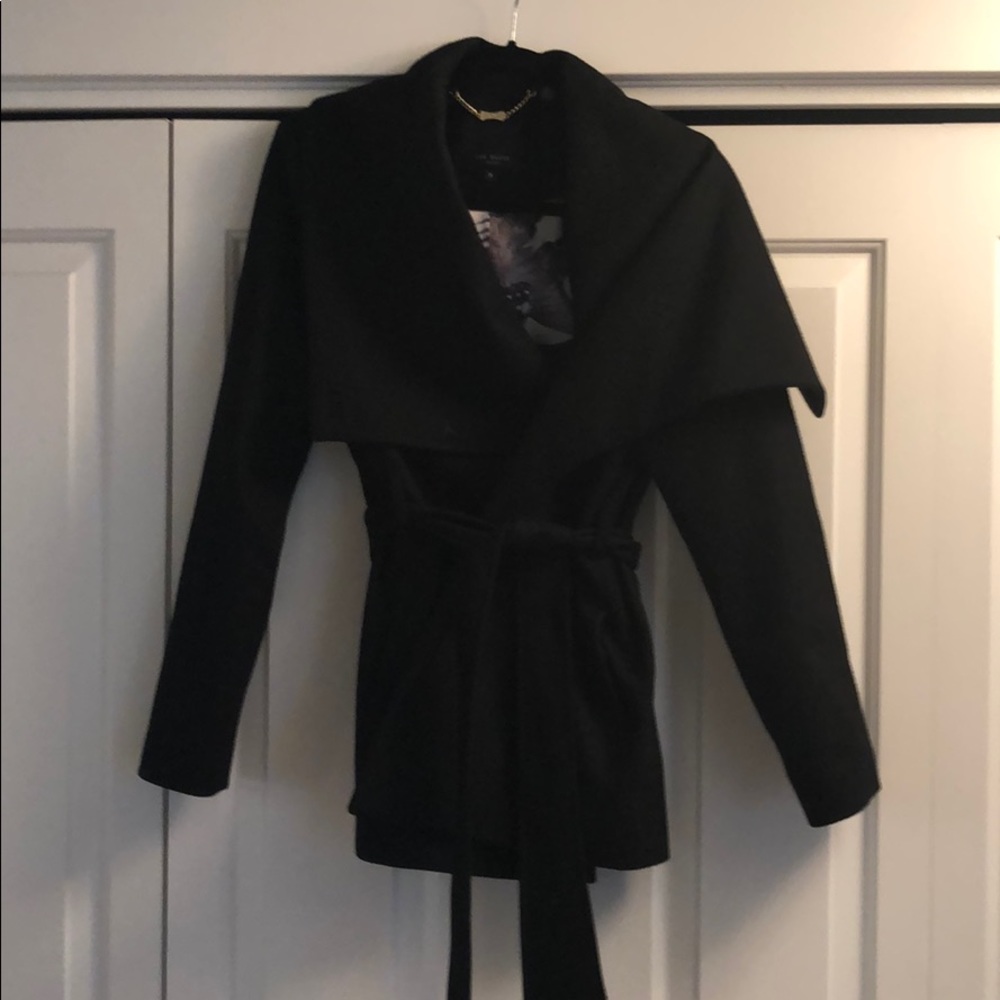 Ted Baker black wool and cashmere coat.
